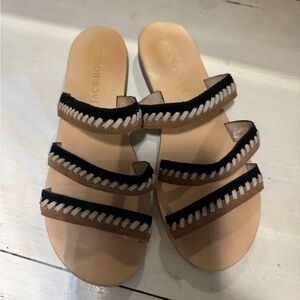 Jack Rogers Women's Black and Tan Strappy Sandals